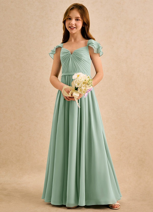 Azazie Meimei Girls Formal Klänningar för brudeflicka Klä A-Line i Chiffong Plisserad image1