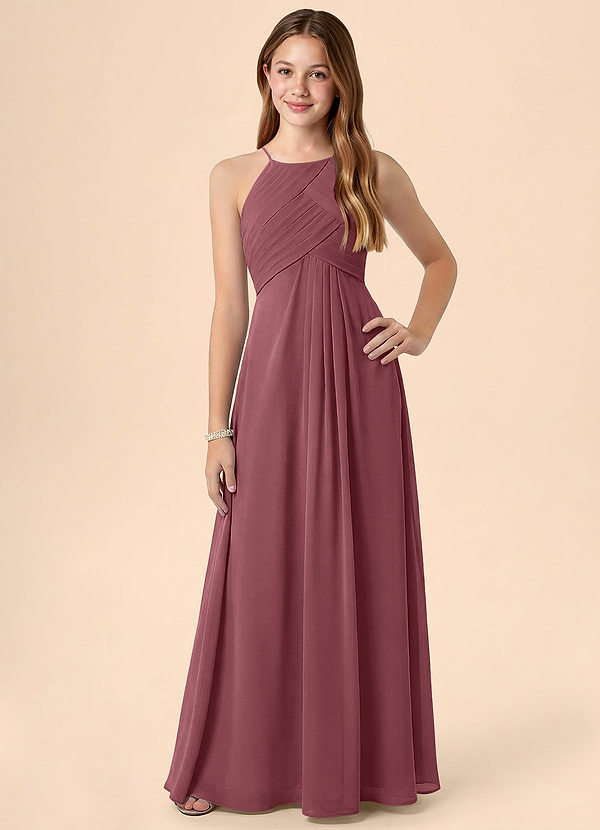 Ginny Junior Desert Rose A-Line Pleated Chiffon Dress image1