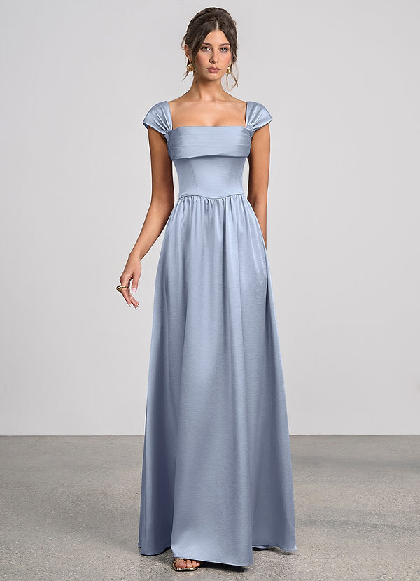 Odette Dusty Blue Luminous Satin Maxi Dress image1