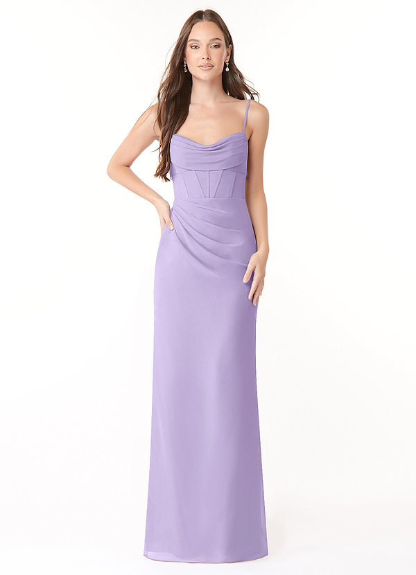Azazie Mai Bridesmaid Dresses Lilac Sheath Pleated Chiffon Dress image1