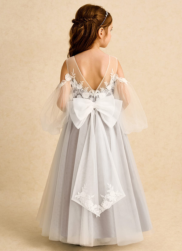 Azazie Zimi Vestidos de Niña de Flores Vestido de Escarcha de Tul de Princesa con Escote de Corazón image1