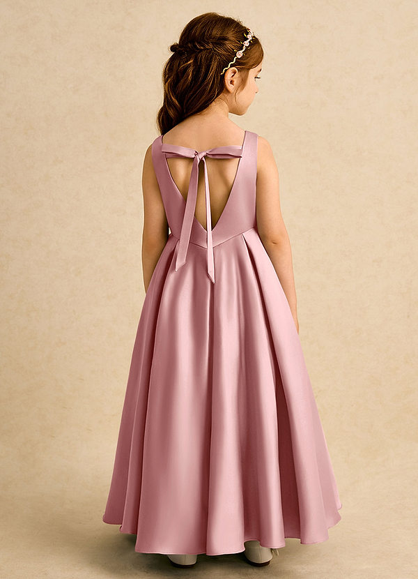 Azazie Pepper Vestidos de arras Vestido Rosa Polvorienta de Satin Mate de Línea A con Plisado image1