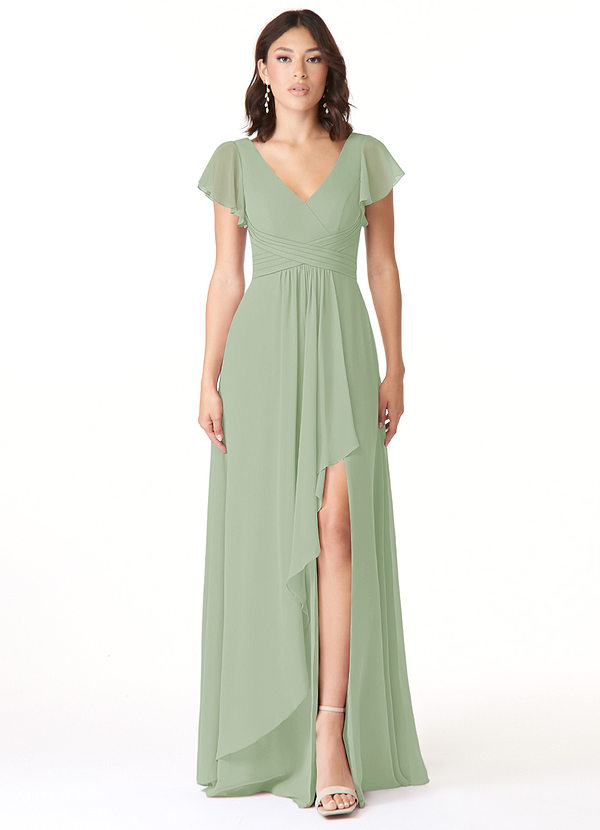 Azazie Omari Bridesmaid Dresses Klänning av A-Line i Chiffong Dusty Sage image1