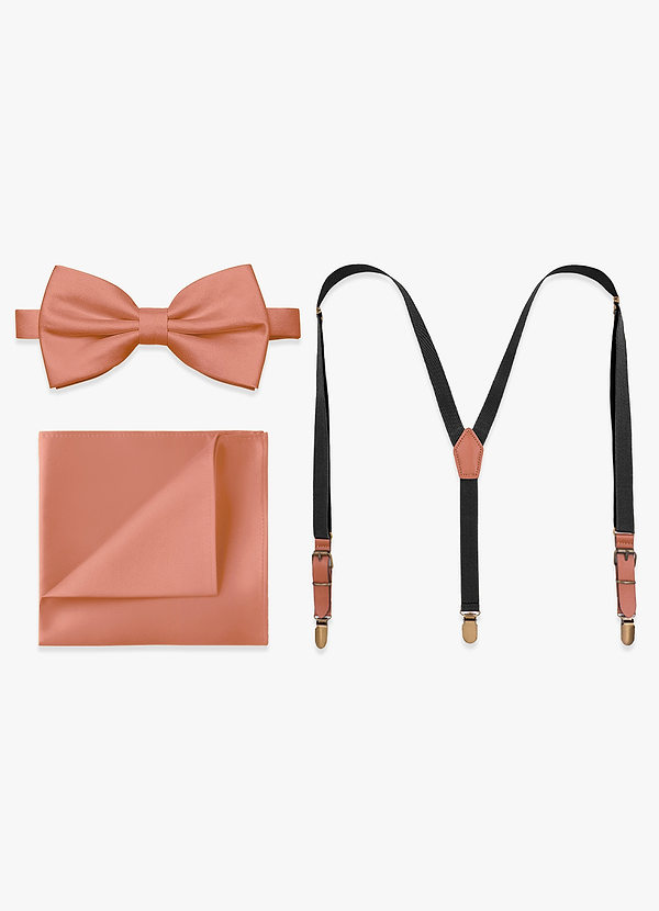 front Matching Bow Tie & Pocket Square & Suspenders Set