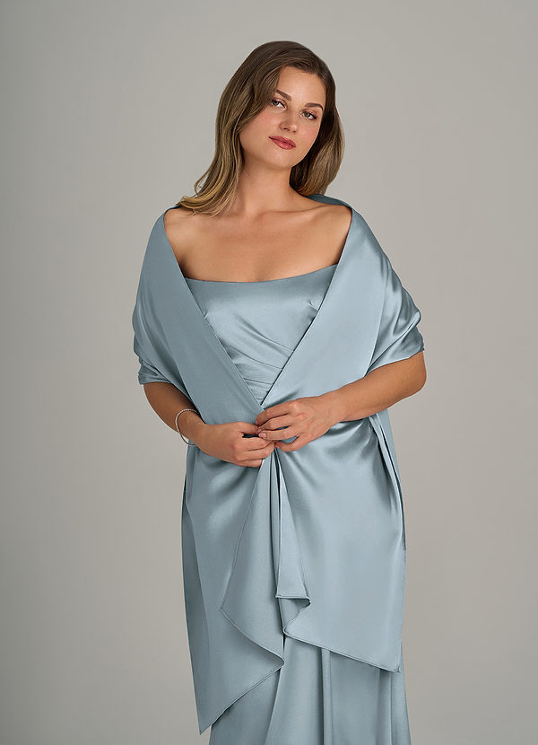front Azazie Matching Color Metallic Satin Shawl