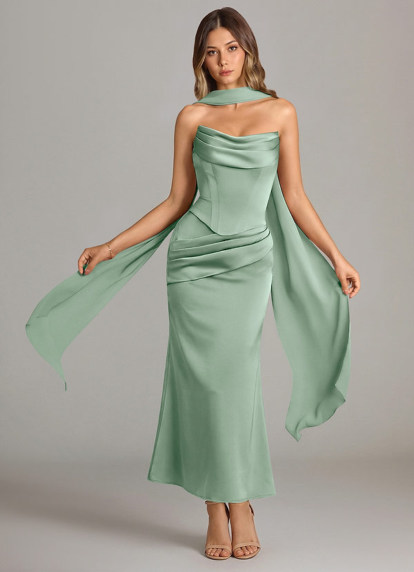 Azazie Sorrel Suknie dla druhen Syrena Gorset Satyna elastyczna Długość kostki Sukienka image1