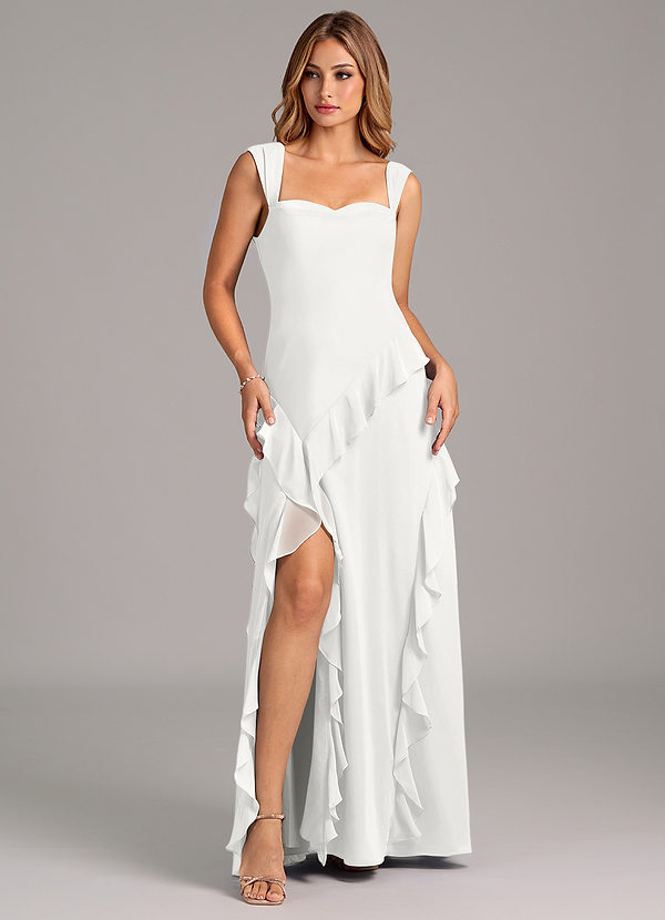 Azazie Sloane Bridesmaid Dresses White A-Line Sweetheart Neckline Chiffon Dress image1