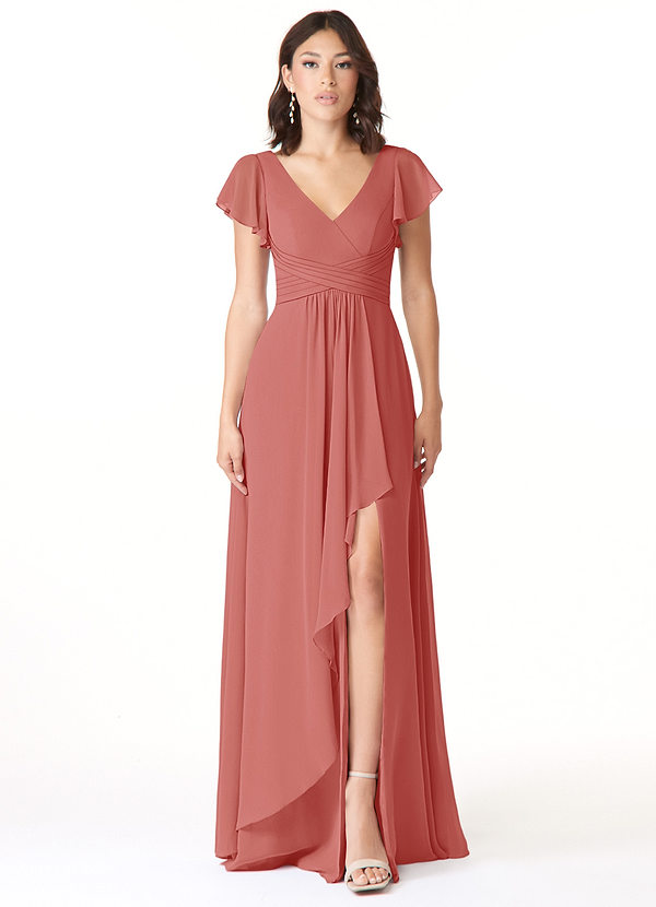 Azazie Omari Bridesmaid Dresses Antique Rose A-Line Chiffon Dress image1