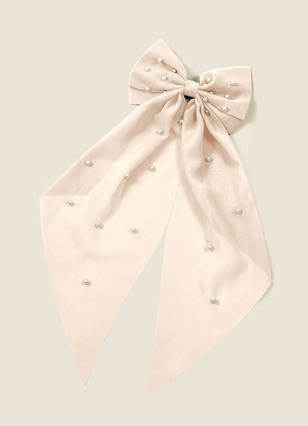 front Matching Color Chiffon Pearl Hair Bow Hair Clip