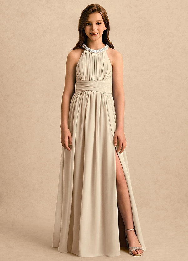 Azazie Aria Girls Formal Blommflicksklänningar Klänning A-Line i Chiffong Plisserad image1