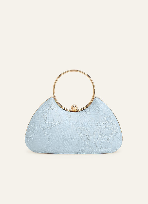 front Jacquard Floral Ring Handle Handbag