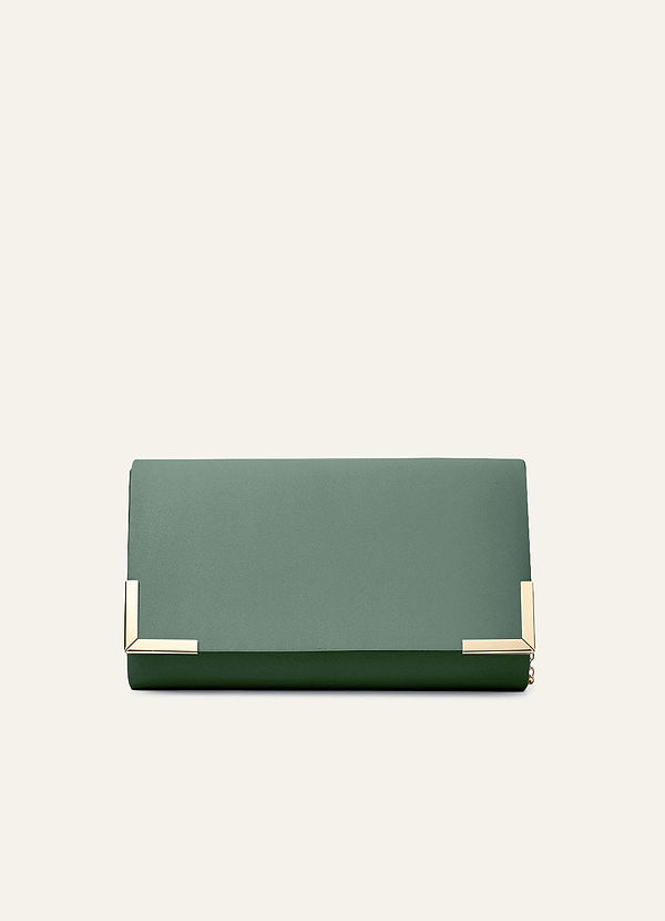 front Matching Color Matte Satin Envelope Clutch Bag