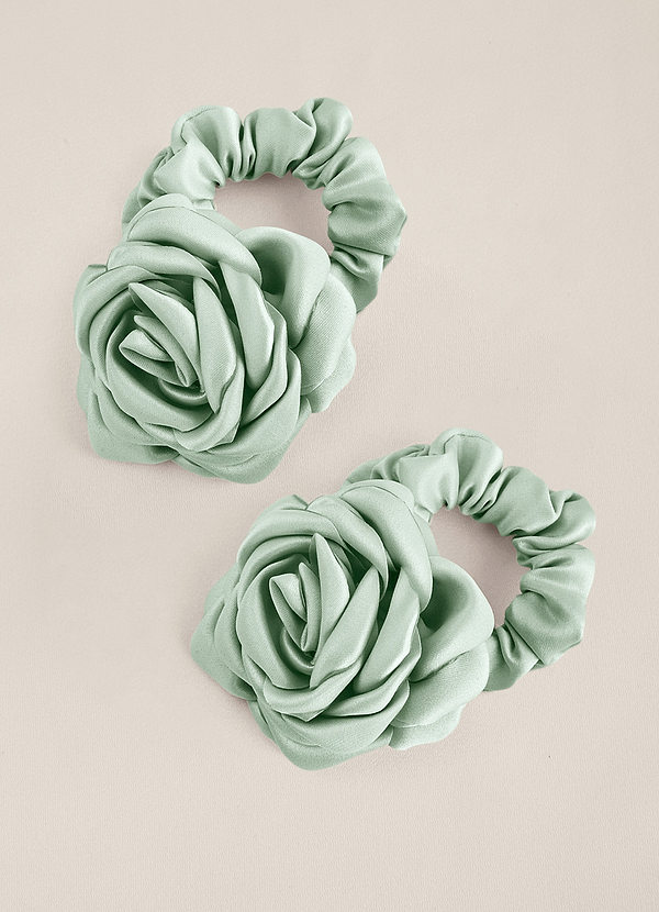 front Matchande färg Matt Satin Rose Scrunchie Set