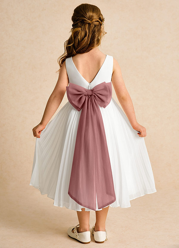 Azazie Margot Flower Girl Dresses Ivory Desert Rose A-Line Pleated Chiffon Dress image1
