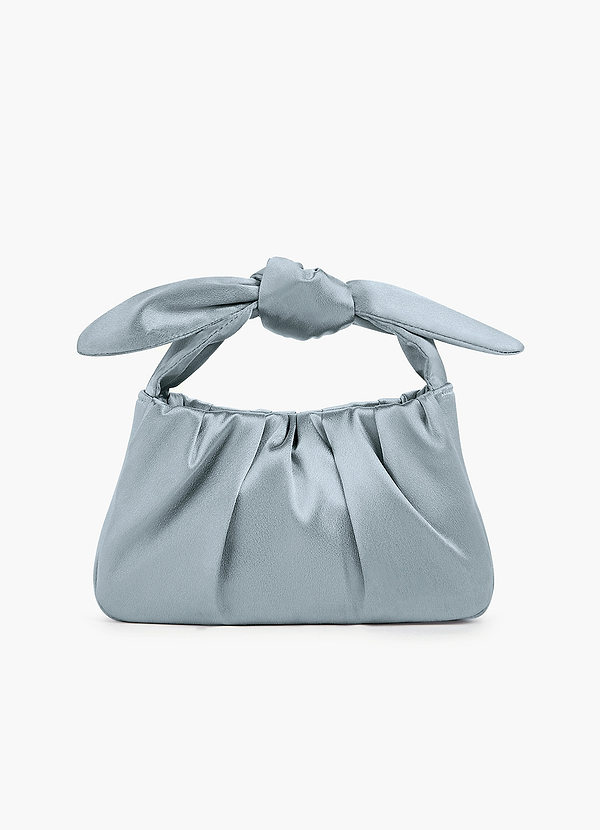 front Matchande färg Metallic Satin Knotted Handväska