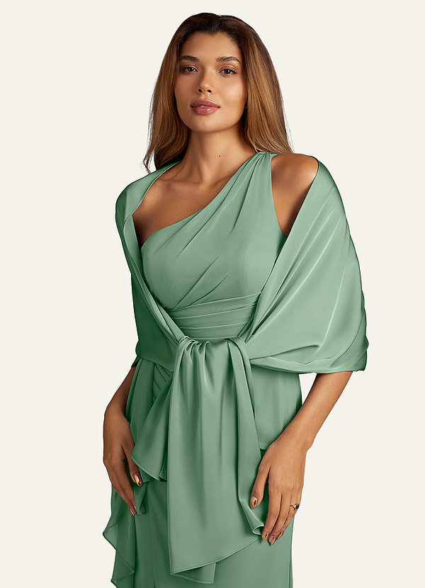 front Azazie Châle En Satin Extensible Aleena De Couleur Assortie