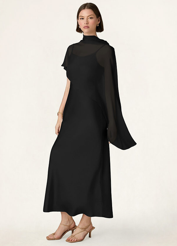 front Azazie Matching Color Chiffon Bias Cut Cape