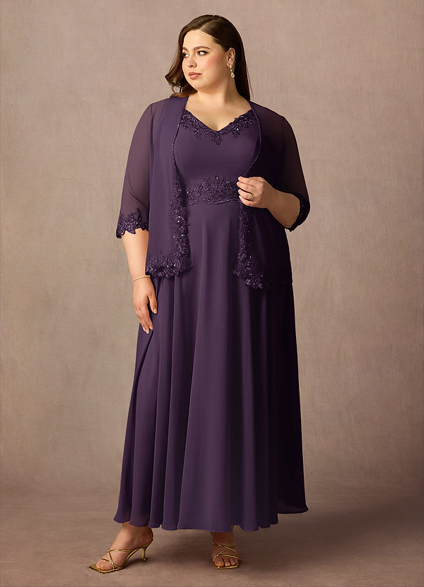 Azazie Devana Mother of the Brides Dresses Plum A-Line Sequins Chiffon Dress image1