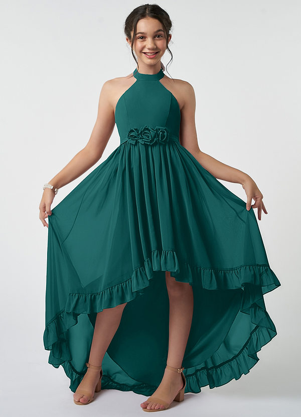 Azazie Hermione Junior Peacock A-Line Chiffon Dress image1