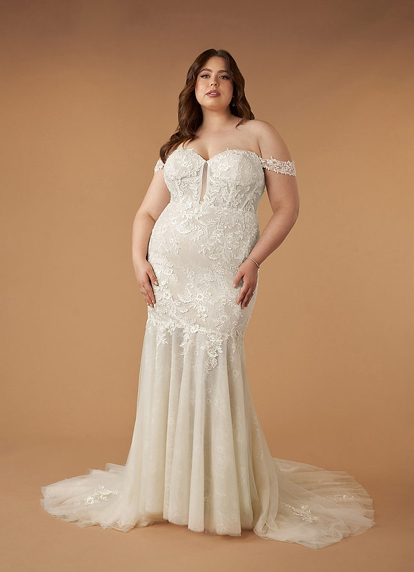 Azazie Sirena Wedding Dresses Mermaid Sweetheart Sequins Tulle Chapel Train Dress image1