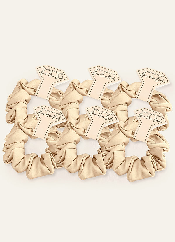 front Matchande Färg Sex-Delad Brudtärna Stretch Satin Vanlig Storlek Scrunchie Set