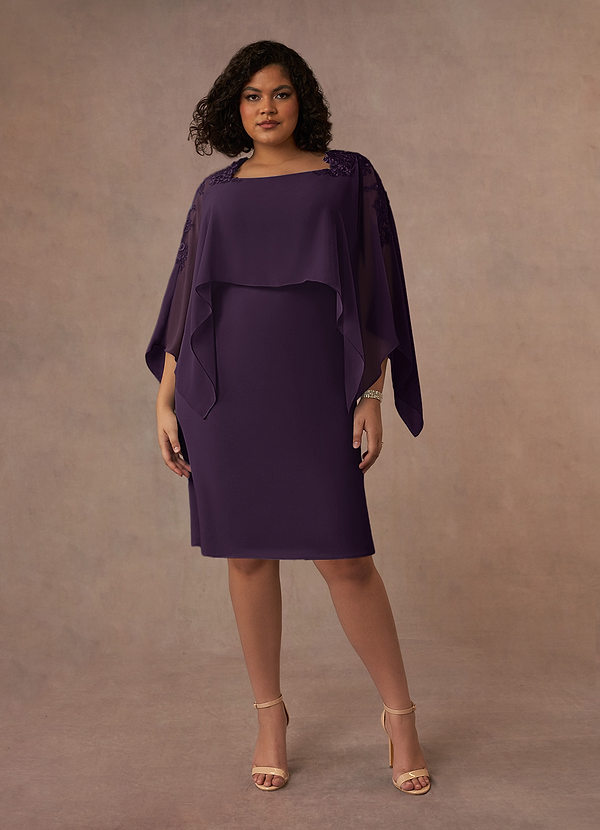Azazie Maryam Mother of the Brides Dresses Plum Sheath Lace Chiffon Dress image1