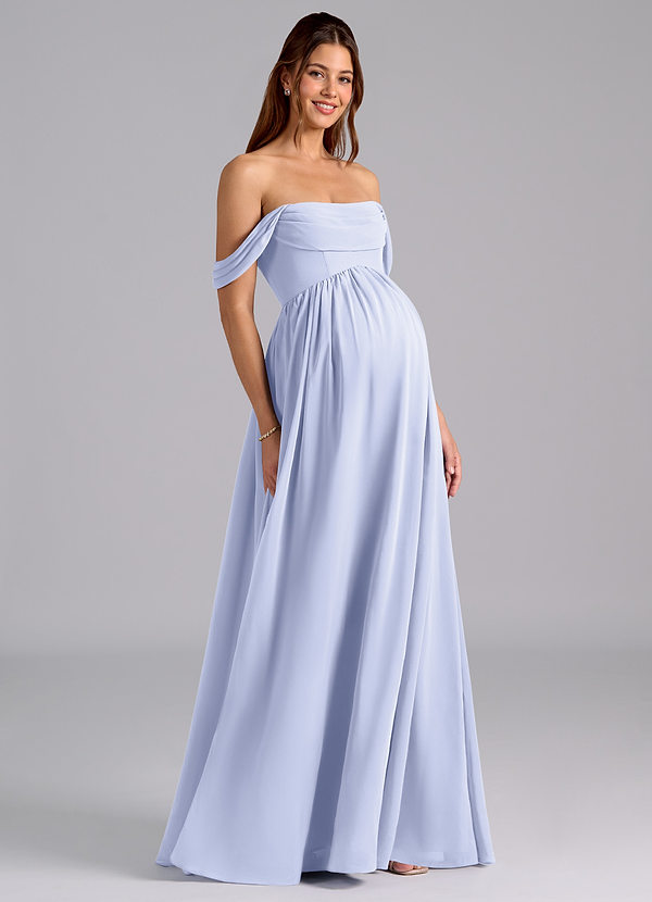 Azazie Saige Maternity Bridesmaid Dresses A-Line Pleated Chiffon Floor-Length Dress image1