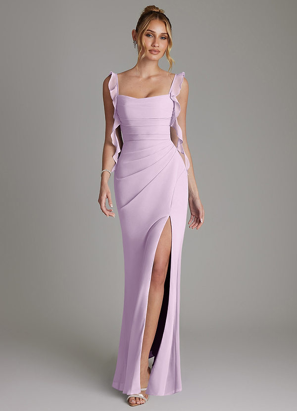 Azazie Jessamine Bridesmaid Dresses Frosted Lilac Mermaid Corset Chiffon Dress image1