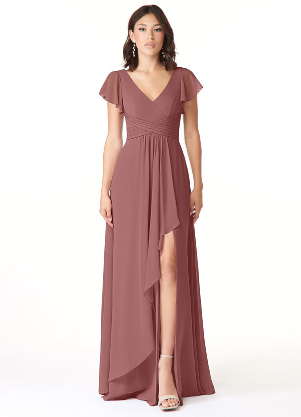 Azazie Omari Bridesmaid Dresses Desert Rose A-Line Chiffon Dress image1
