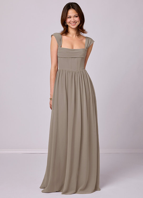 Barbie ♥ Azazie Bridesmaid Dresses Taupe A-Line Corset Chiffon Dress image1