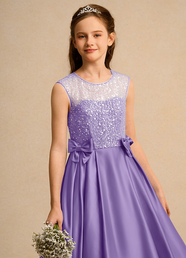 Azazie Candy Girl Bloemenmeisjes Jurken Baljurk Jurk van Mat Satijn Boog Tahiti image1