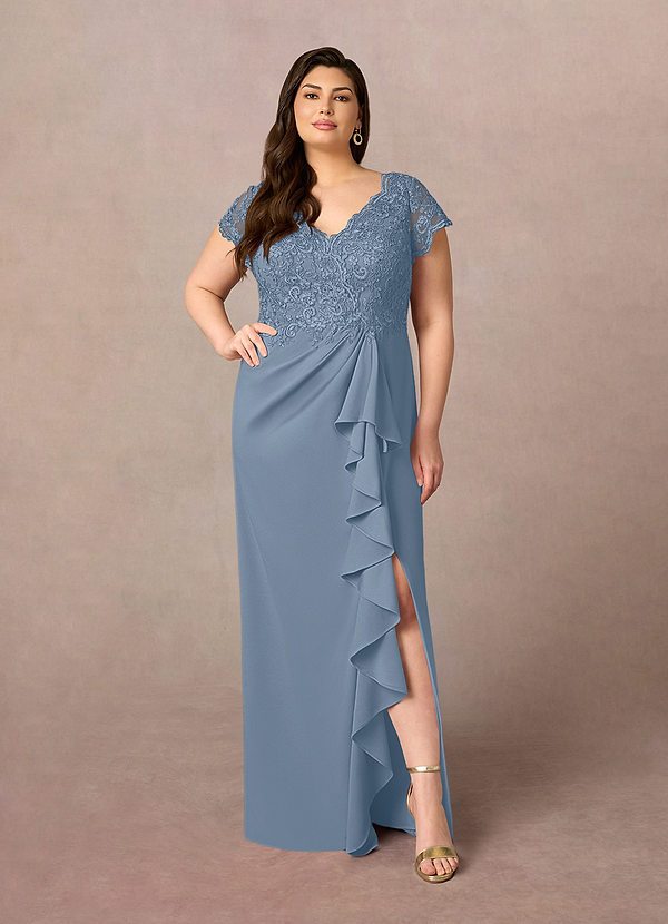Azazie Carmen Abiti da Mamma Sposa Abito Tubino in Pizzo Blu Polveroso image1