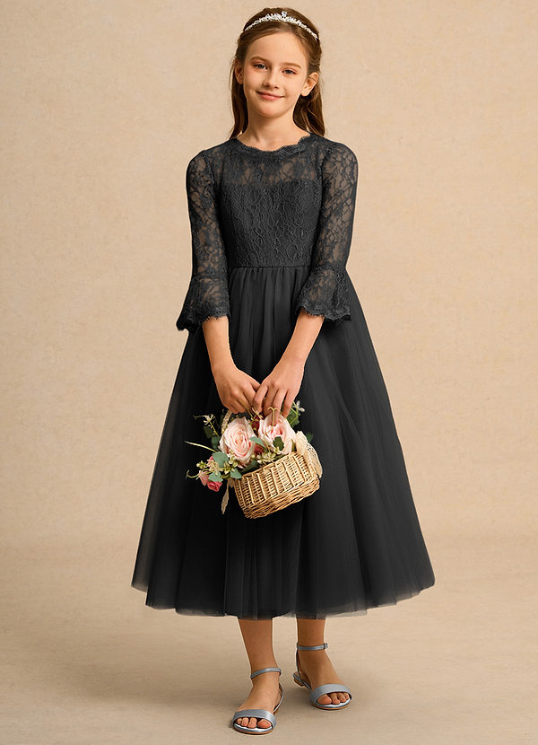Azazie Lamb Girl Vestidos de Niña de Flores Vestido de Negro de Encaje de Princesa image1