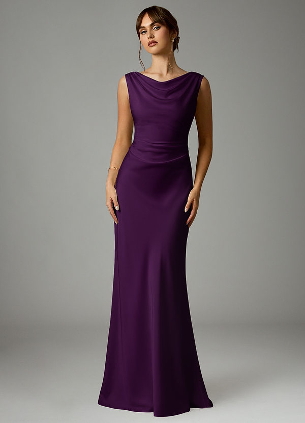 Azazie Kieryn Robes Demoiselle d'honneur Robe Sirène en Satin extensible Plissée Grain De Raisin image1