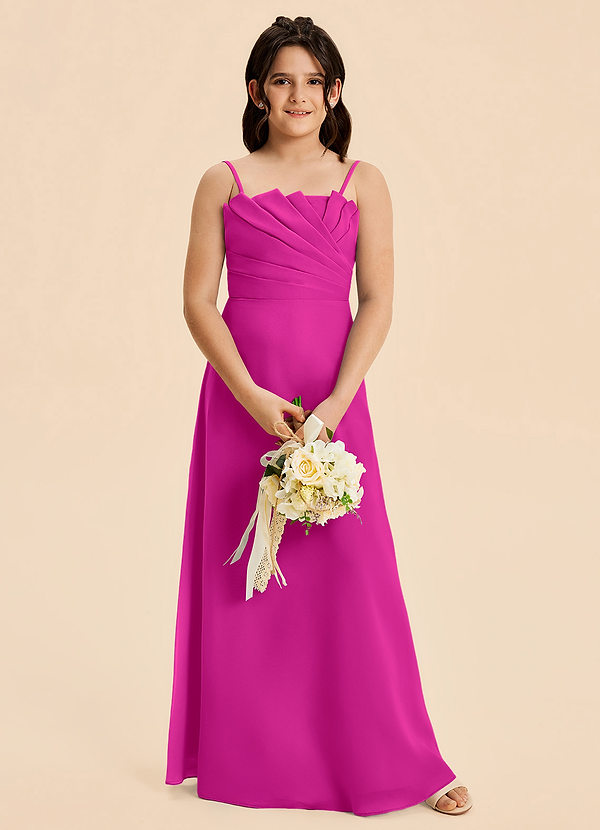 Azazie Rory Junior Vestido de Fucsia de Gasa de Corte en A con Plisado image1
