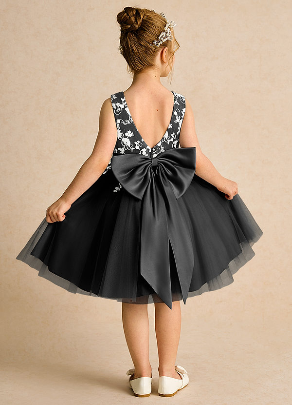Azazie Butterfly Blumenkinder Kleider A-Linie Spitze Kleid Schwarz image1