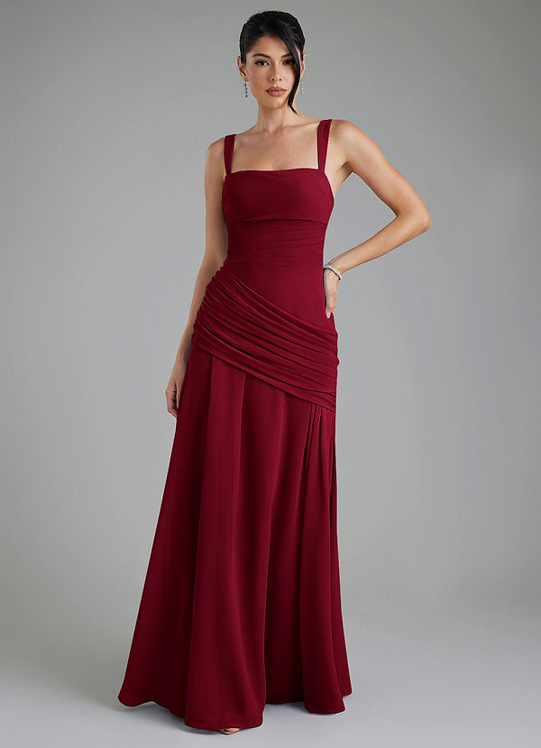Azazie Toya Bridesmaid Dresses Burgundy Mermaid Corset Chiffon Dress image1