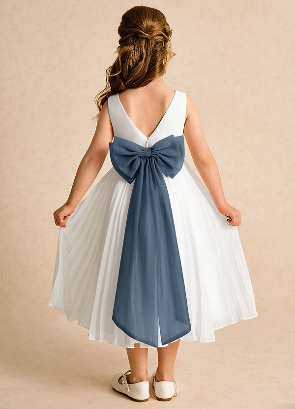Azazie Margot Robes de Fillette d'Honneur Robe Trapèze en Mousseline de soie Plissée Ivoire Neptune image1