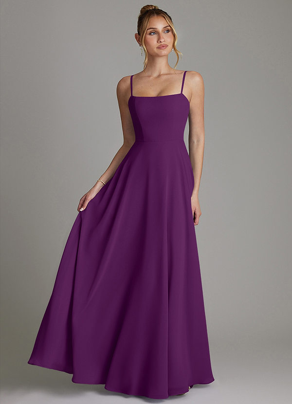 Azazie Elita Bridesmaid Dresses Grape A-Line Pleated Chiffon Dress image1
