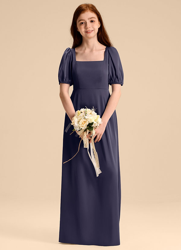 Azazie Briar Junior A-Linie Schleifen Stretch-Satin Kleid Sturm image1