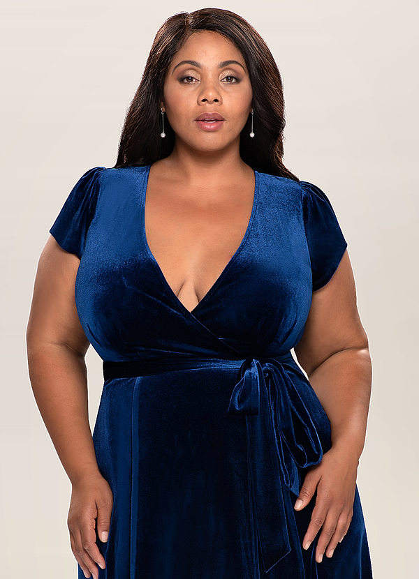 cobalt blue velvet dress