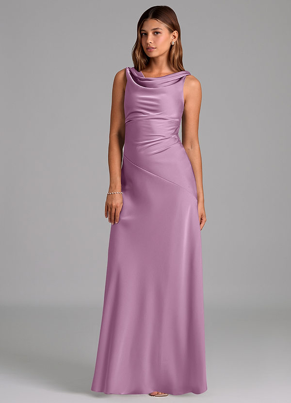 Azazie Nerine Brudtärneklänningar Klä av A-Linje i Stretch Satin Plisserad Blåregn image1