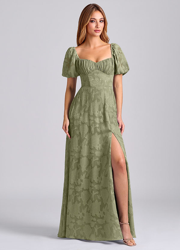 Azazie Mirian Bruidsmeisjes Jurken Jurk van Bloemen Burn-out met A-Lijn Sweetheart Halslijn Pistache image1