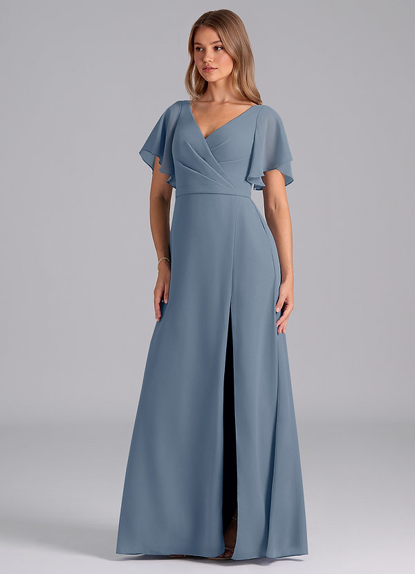 Azazie Ambrosia Bridesmaid Dresses Twilight A-Line Pleated Chiffon Dress image1