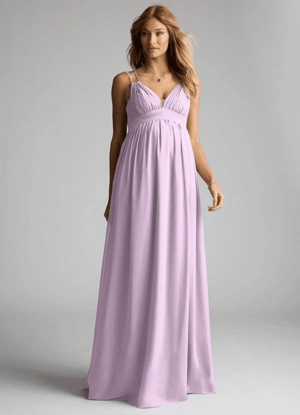 Azazie Emree Maternity Bridesmaid Dresses A-Line Chiffon Floor-Length Dress image1