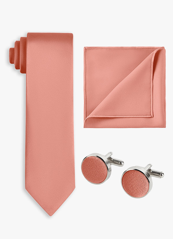 front Matching Color 3-Piece Stretch Satin Wide Tie Set