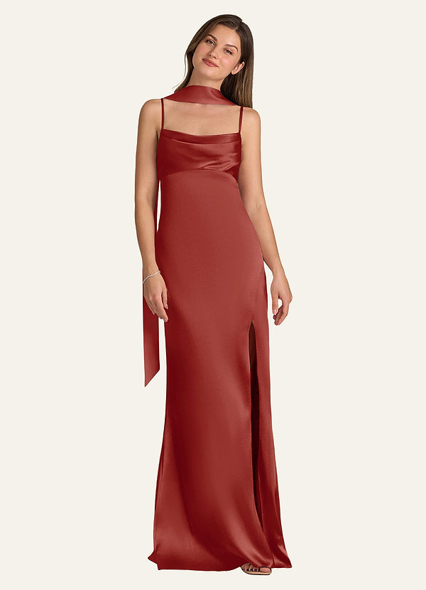 front Azazie Matching Color Matte Satin Scarf