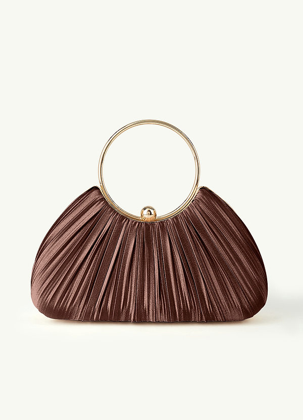 front Matching Color Metallic Satin Pleated Handbag