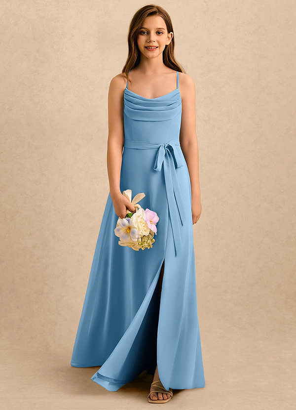 Azazie Jasslyn Girls Formal Sukienki dla dziewczynek sypiących kwiaty Linia A Pofałdowany Szyfon Długość podłogi Sukienka image1