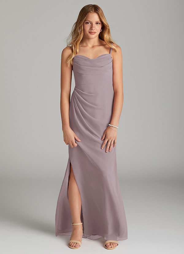 Azazie Mai Junior Dusk Sheath Pleated Chiffon Dress image1